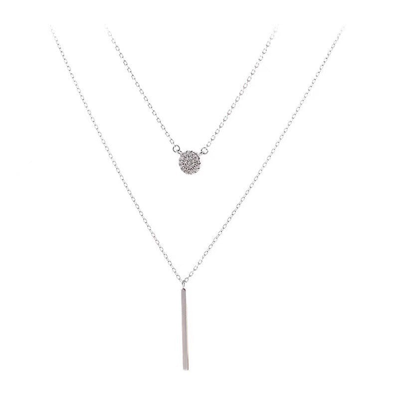 Silver Double Chain Pendant Necklace