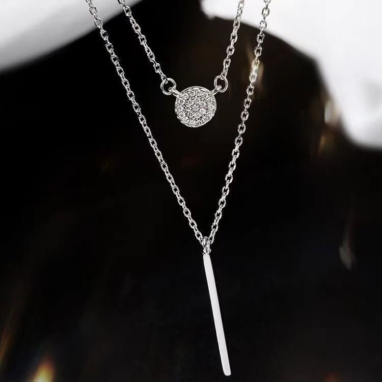 Silver Double Chain Pendant Necklace
