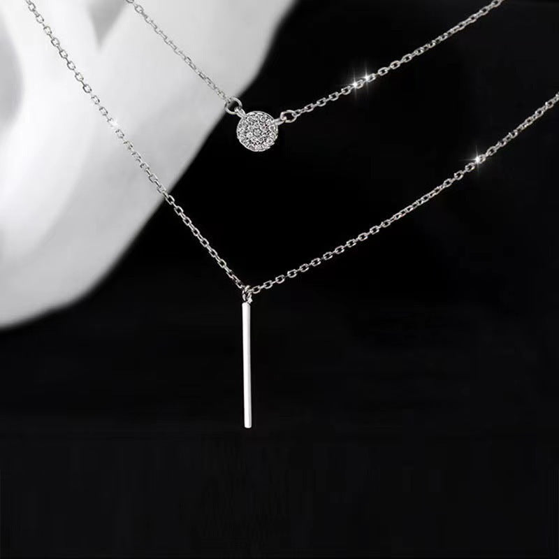 Silver Double Chain Pendant Necklace