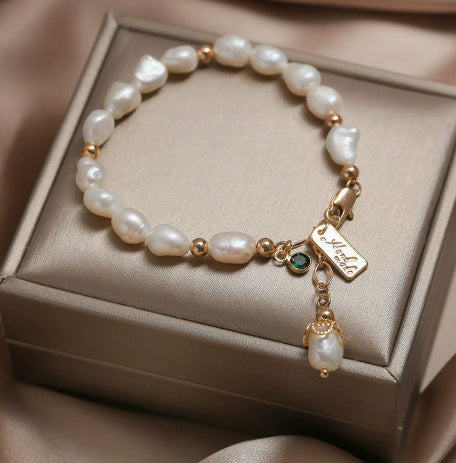 Natural Zircon Pearl Bracelet