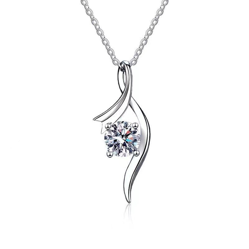 Silver Four-claw Diamond Necklace